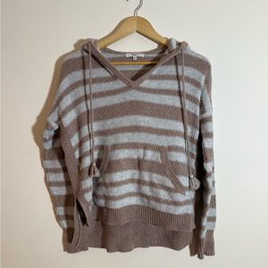 Madewell XS Tan and Grey Striped Hooded Top